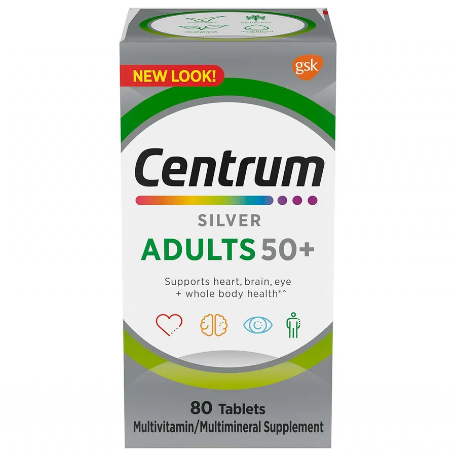Box of Centrum Silver Adults 50+ Multivitamin, 80 tablets